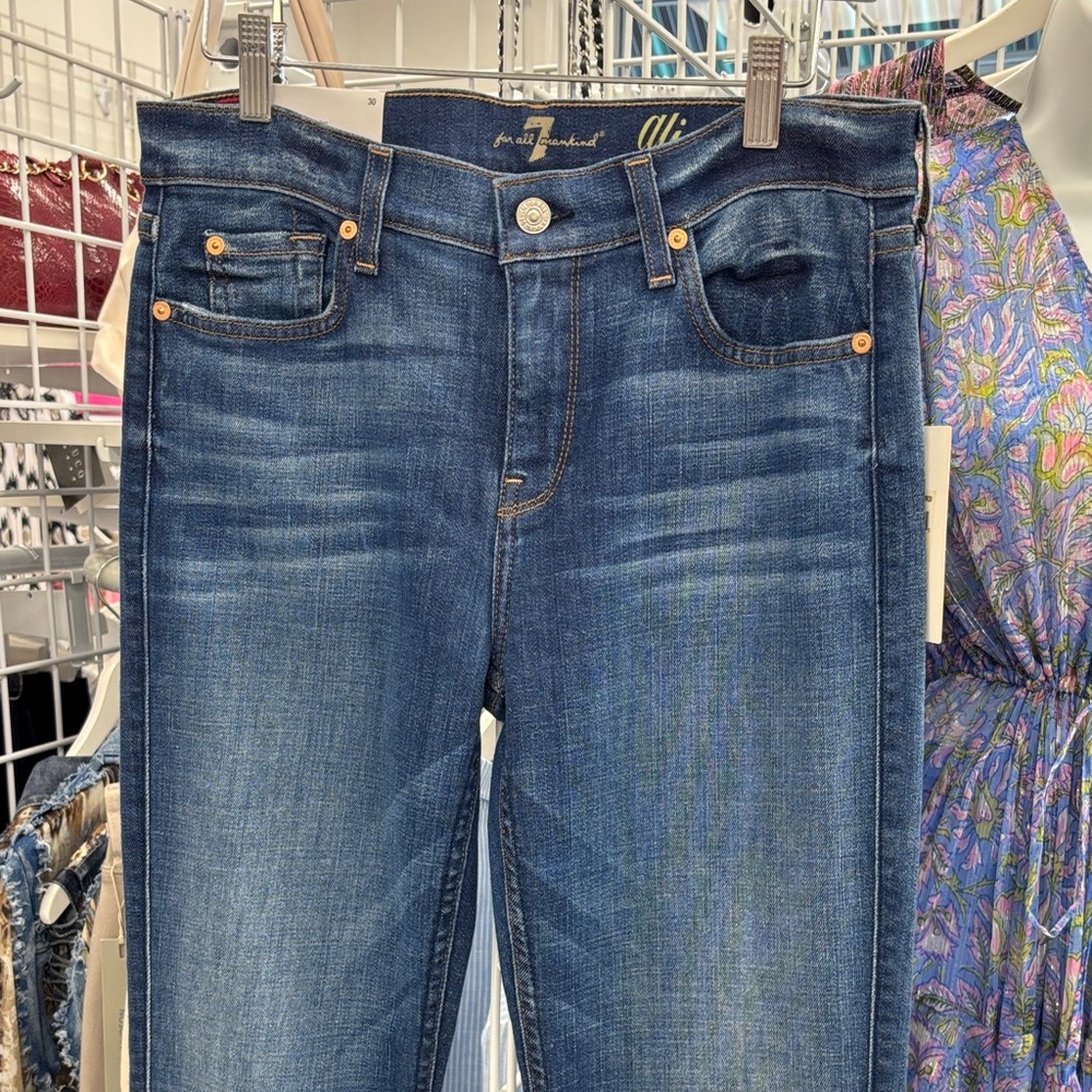 7 For All Mankind Women's Dark Blue Skinny Jeans